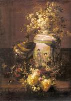 Jean-Baptiste Robie - Still Life With Japanese Vase And Flowers
